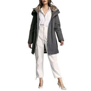 Aritzia Babaton Gray Parka Jacket Gray Faux Fur Lined Size M